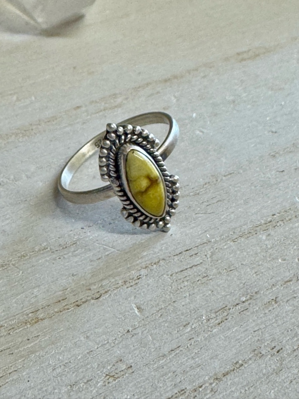 Palomino Sonoran Variscite Sterling Silver Boho Marquise Style Ring - Size 6